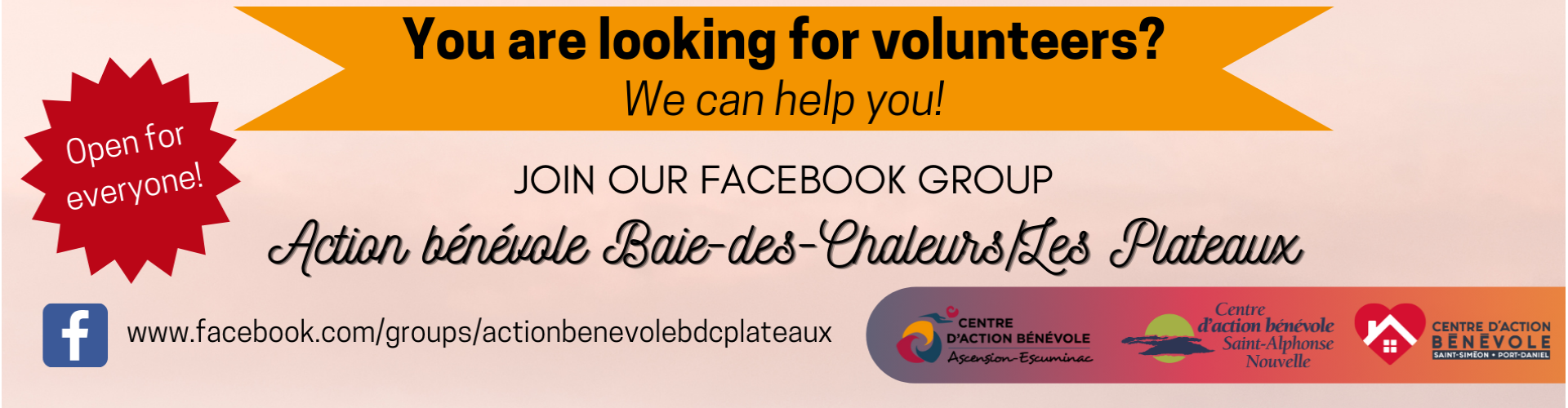 Facebook Group Action bénévole Baie-des-Chaleurs/Les Plateaux