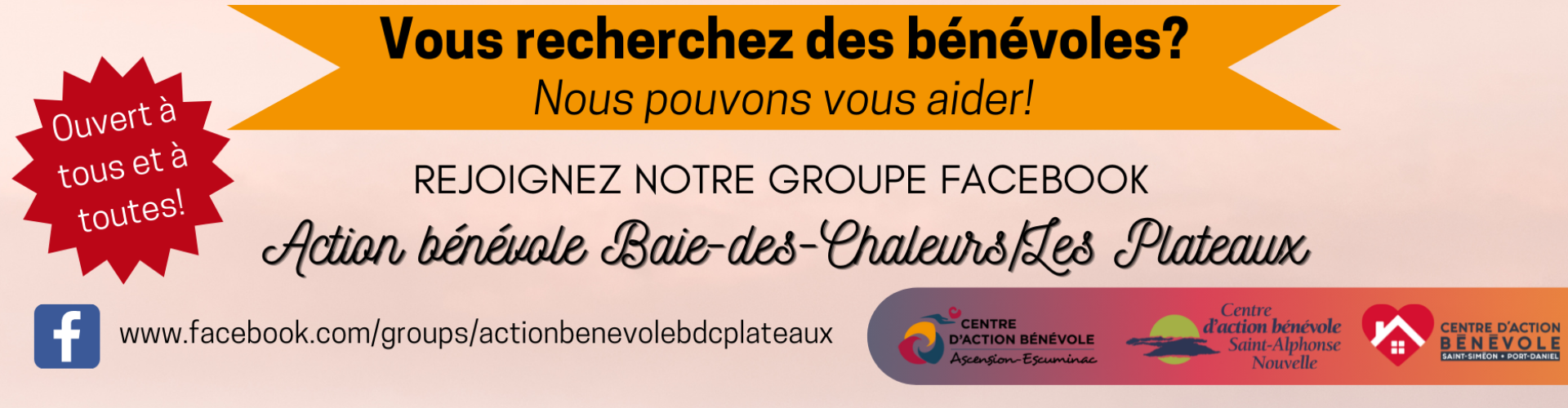 Groupe Facebook Action bénévole Baie-des-Chaleurs/Les Plateaux